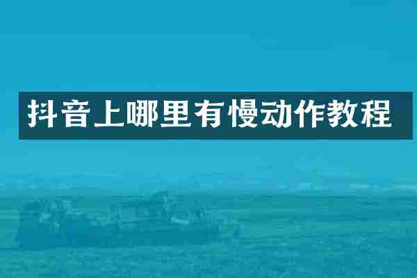 抖音上哪里有慢动作教程