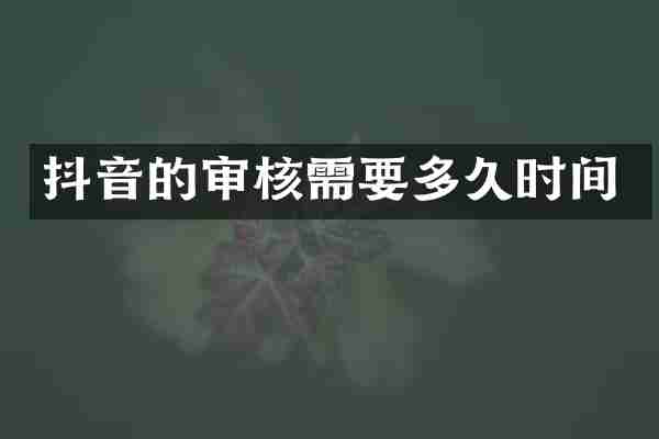 抖音的审核需要多久时间