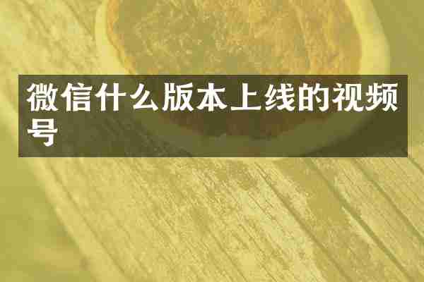 微信什么版本上线的视频号