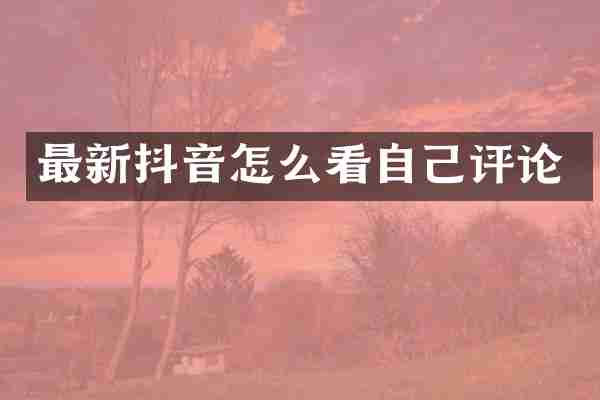 最新抖音怎么看自己评论