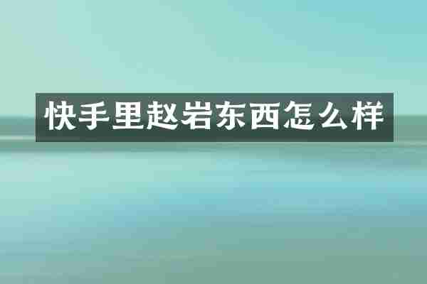 快手里赵岩东西怎么样
