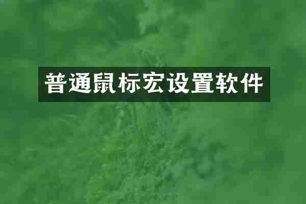 普通鼠标宏设置软件