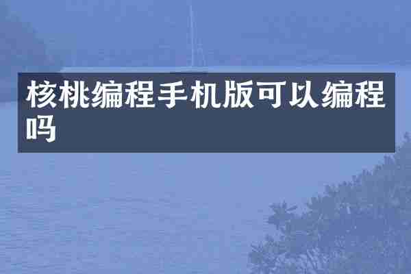 核桃编程手机版可以编程吗