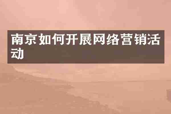 南京如何开展网络营销活动