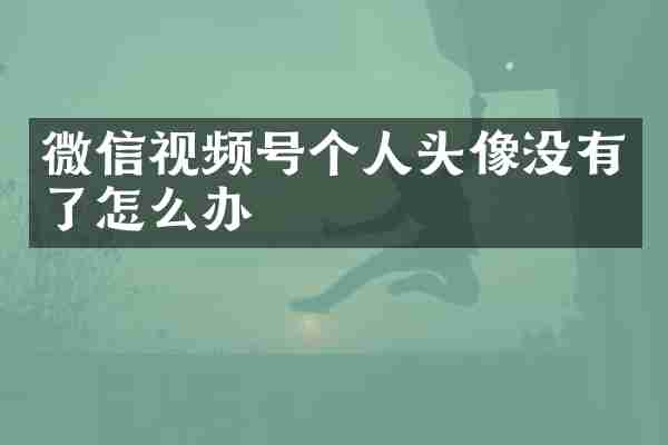 微信视频号个人头像没有了怎么办