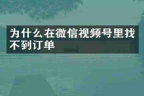 为什么在微信视频号里找不到订单