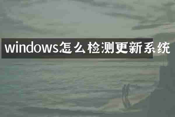 windows怎么检测更新系统