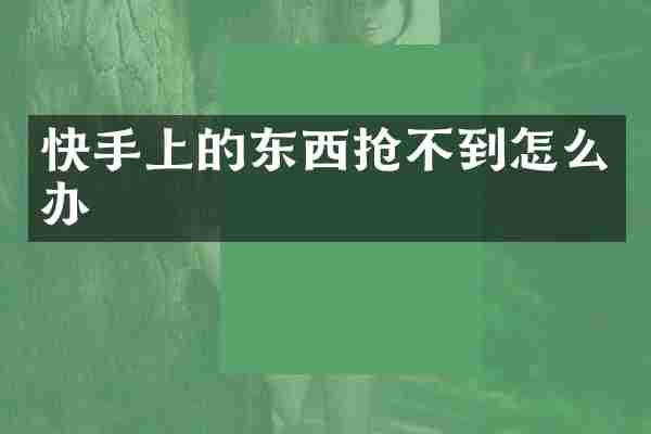 快手上的东西抢不到怎么办