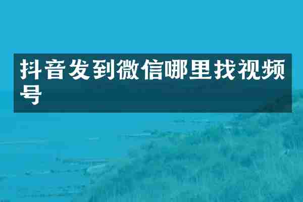 抖音发到微信哪里找视频号