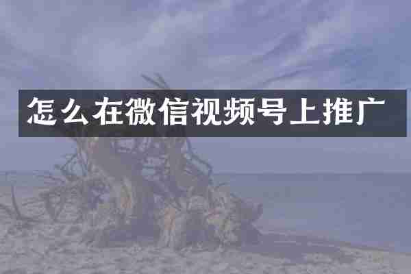 怎么在微信视频号上推广