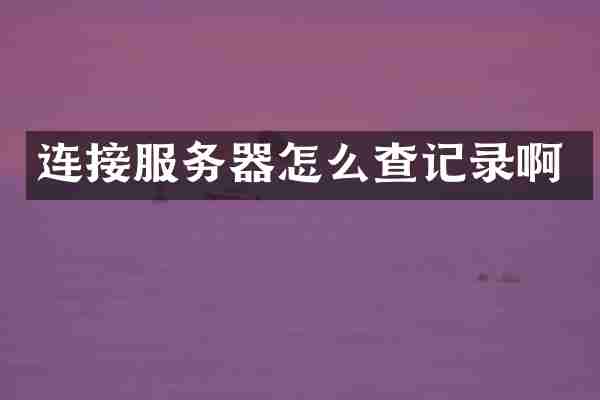 连接服务器怎么查记录啊