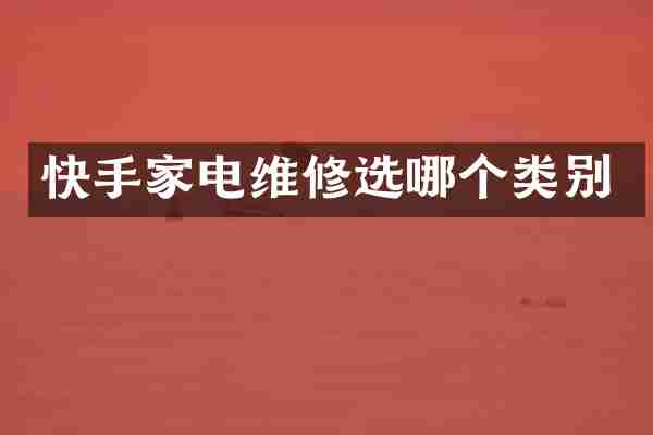 快手家电维修选哪个类别