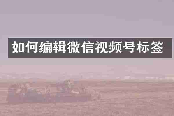 如何编辑微信视频号标签