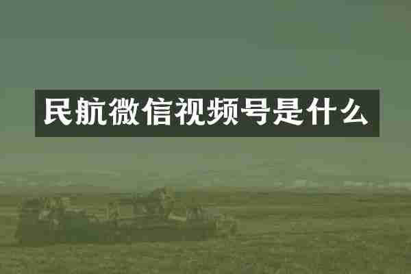 民航微信视频号是什么