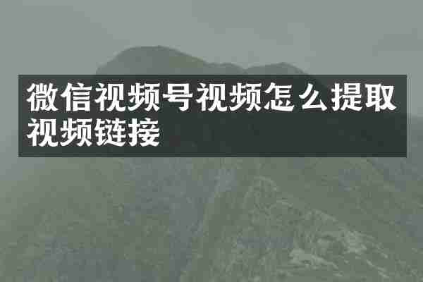 微信视频号视频怎么提取视频链接