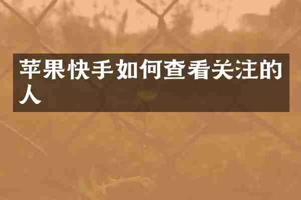 苹果快手如何查看关注的人