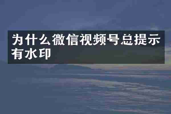 为什么微信视频号总提示有水印