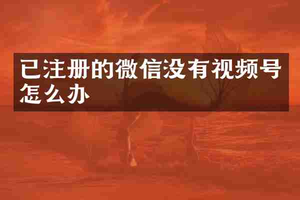 已注册的微信没有视频号怎么办