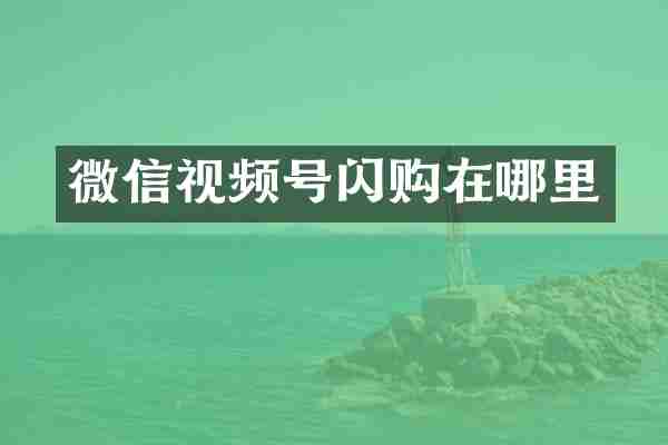 微信视频号闪购在哪里