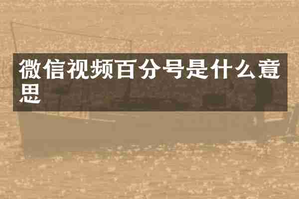 微信视频百分号是什么意思