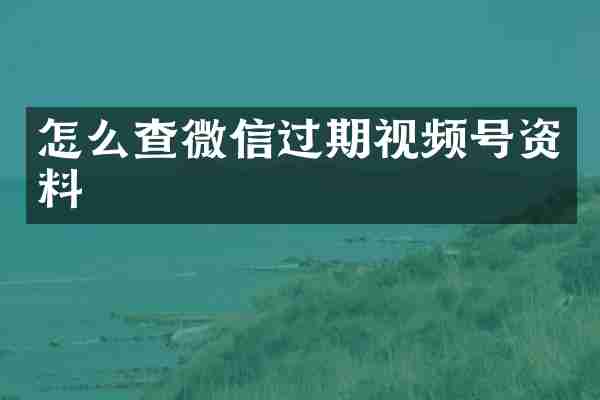 怎么查微信过期视频号资料