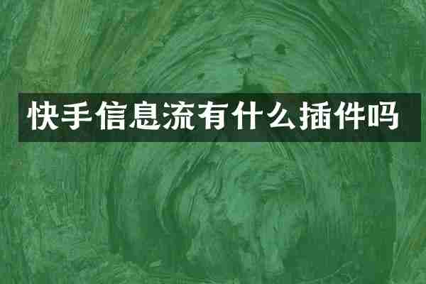 快手信息流有什么插件吗