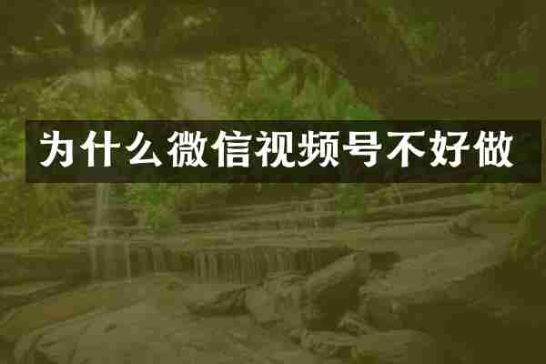 为什么微信视频号不好做