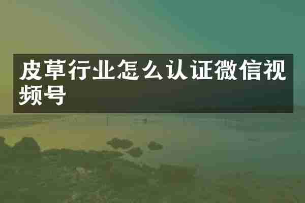 皮草行业怎么认证微信视频号