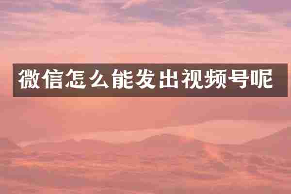 微信怎么能发出视频号呢