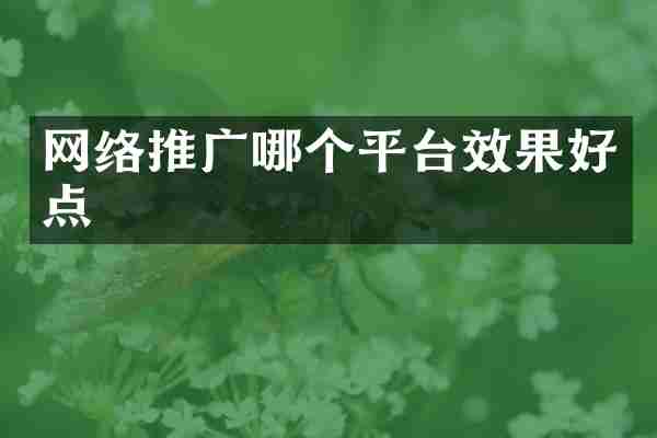 网络推广哪个平台效果好点
