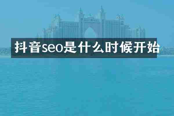 抖音seo是什么时候开始