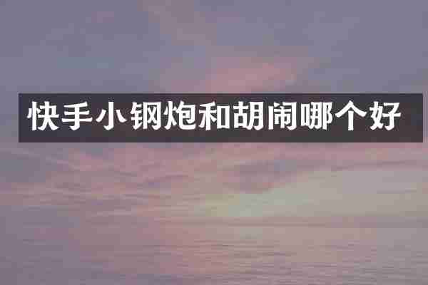 快手小钢炮和胡闹哪个好