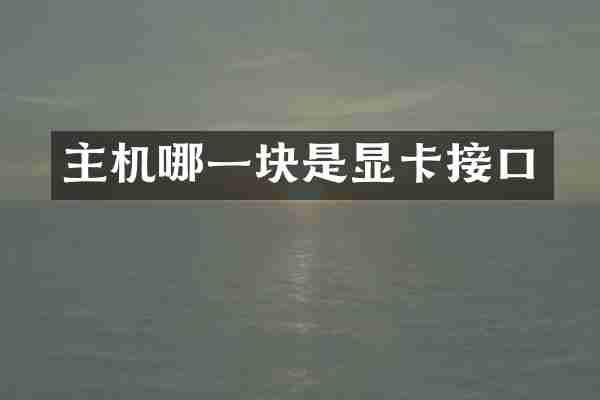 主机哪一块是显卡接口