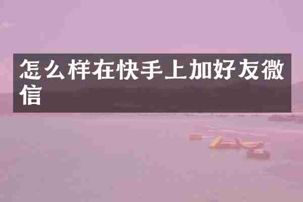 怎么样在快手上加好友微信