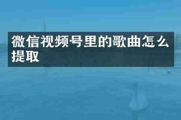 微信视频号里的歌曲怎么提取