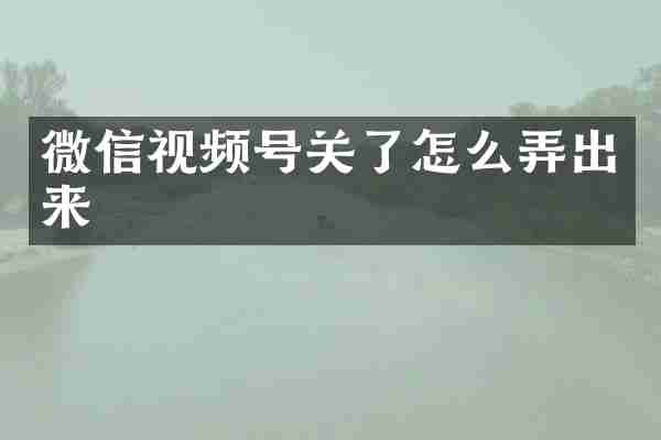微信视频号关了怎么弄出来