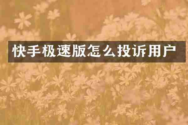快手极速版怎么投诉用户