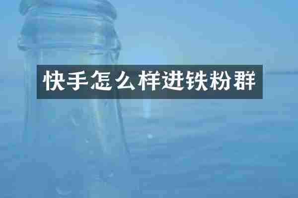 快手怎么样进铁粉群