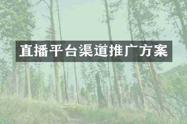 直播平台渠道推广方案