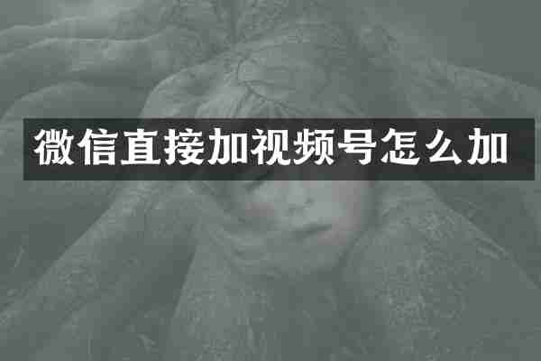 微信直接加视频号怎么加