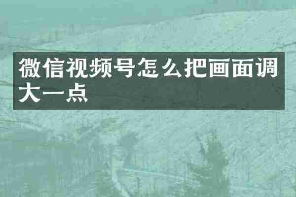 微信视频号怎么把画面调大一点