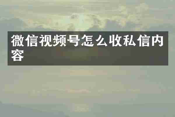 微信视频号怎么收私信内容