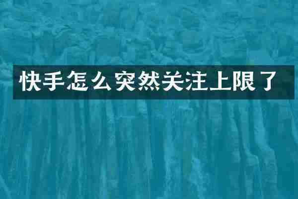 快手怎么突然关注上限了