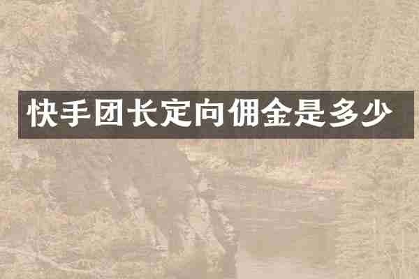 快手团长定向佣金是多少