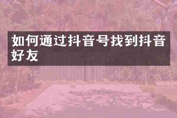 如何通过抖音号找到抖音好友