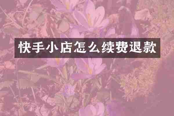 快手小店怎么续费退款