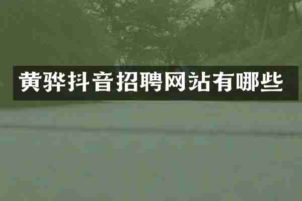 黄骅抖音招聘网站有哪些
