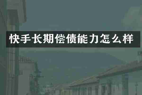 快手长期偿债能力怎么样