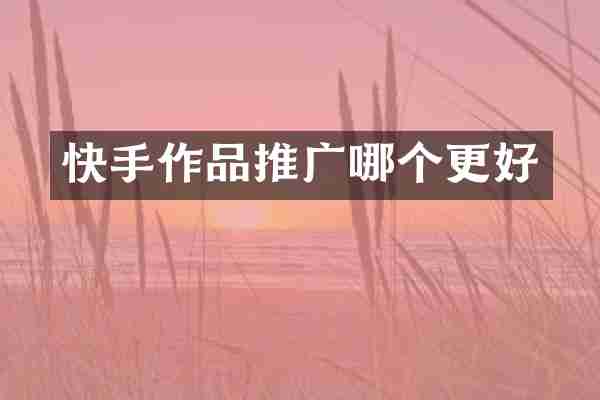 快手作品推广哪个更好