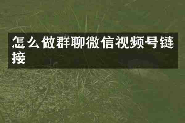 怎么做群聊微信视频号链接